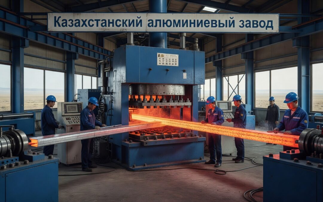 Экспорт алюминиевых профилей из Казахстана в страны Центральной Азии — экструзионный пресс на заводе