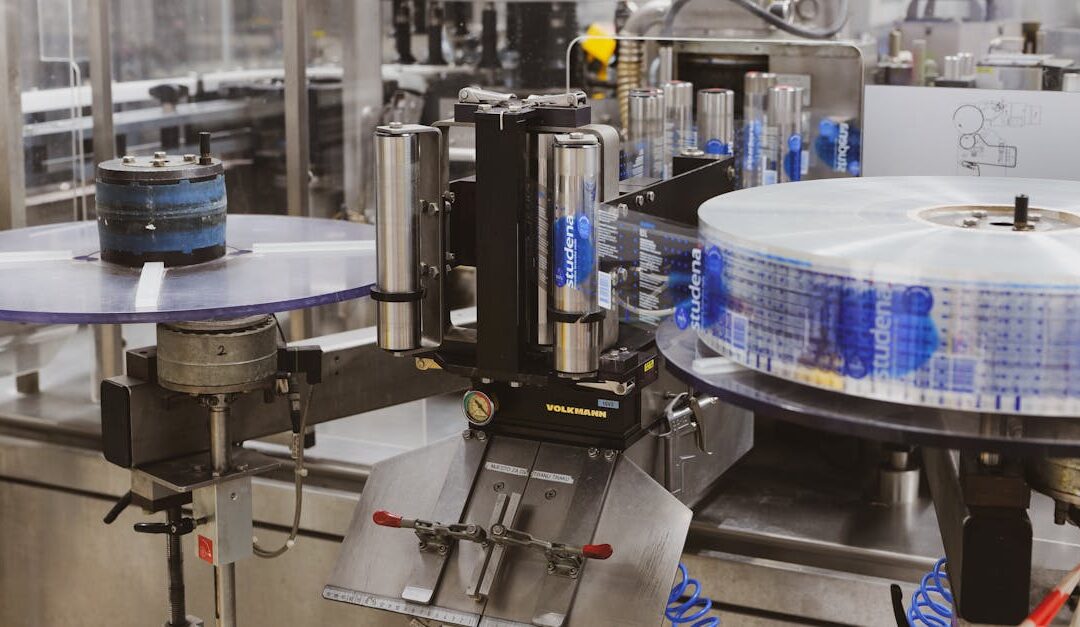 Close-up of automated machinery in a Lipik factory's production line.