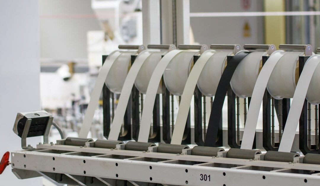 Modern industrial machine in operation in a manufacturing facility showcasing advanced technology.